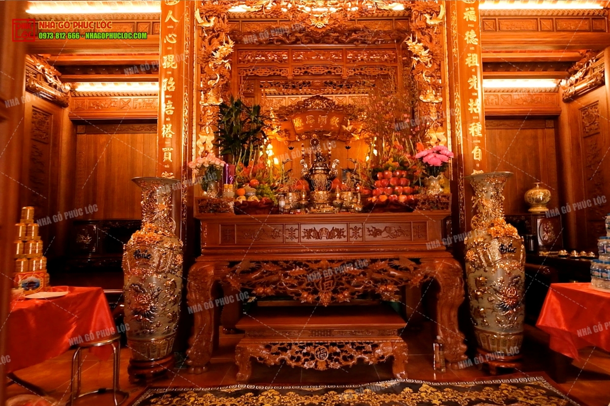 Sập thờ mai điểu làm từ gỗ gụ