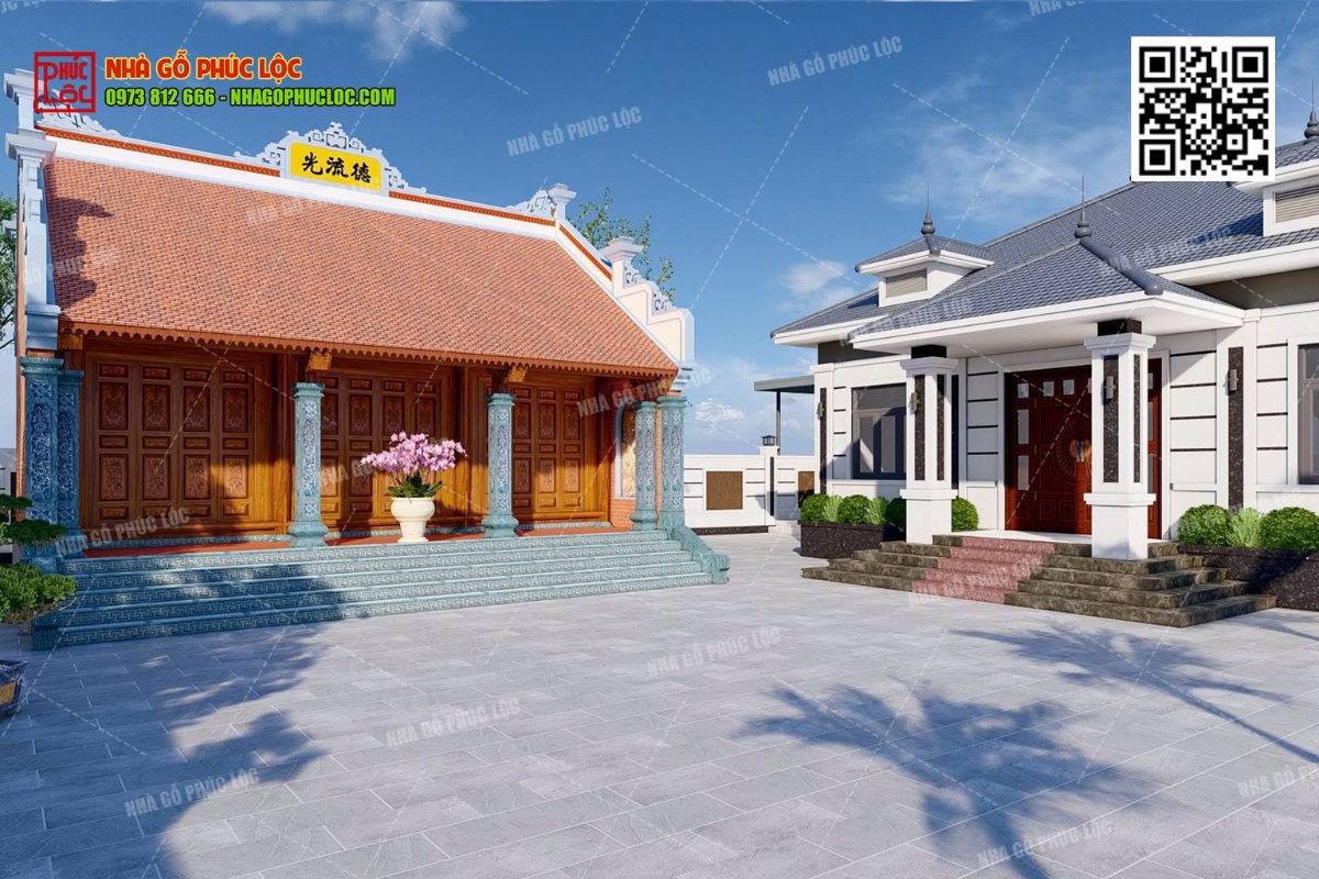 Mẫu thiết kế nhà gỗ kết hợp nhà ngang
