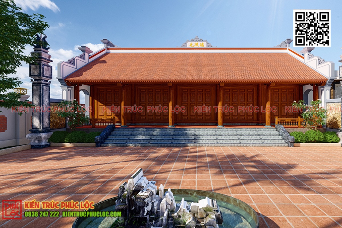 Thiết kế nhà gỗ 5 gian thông hiên