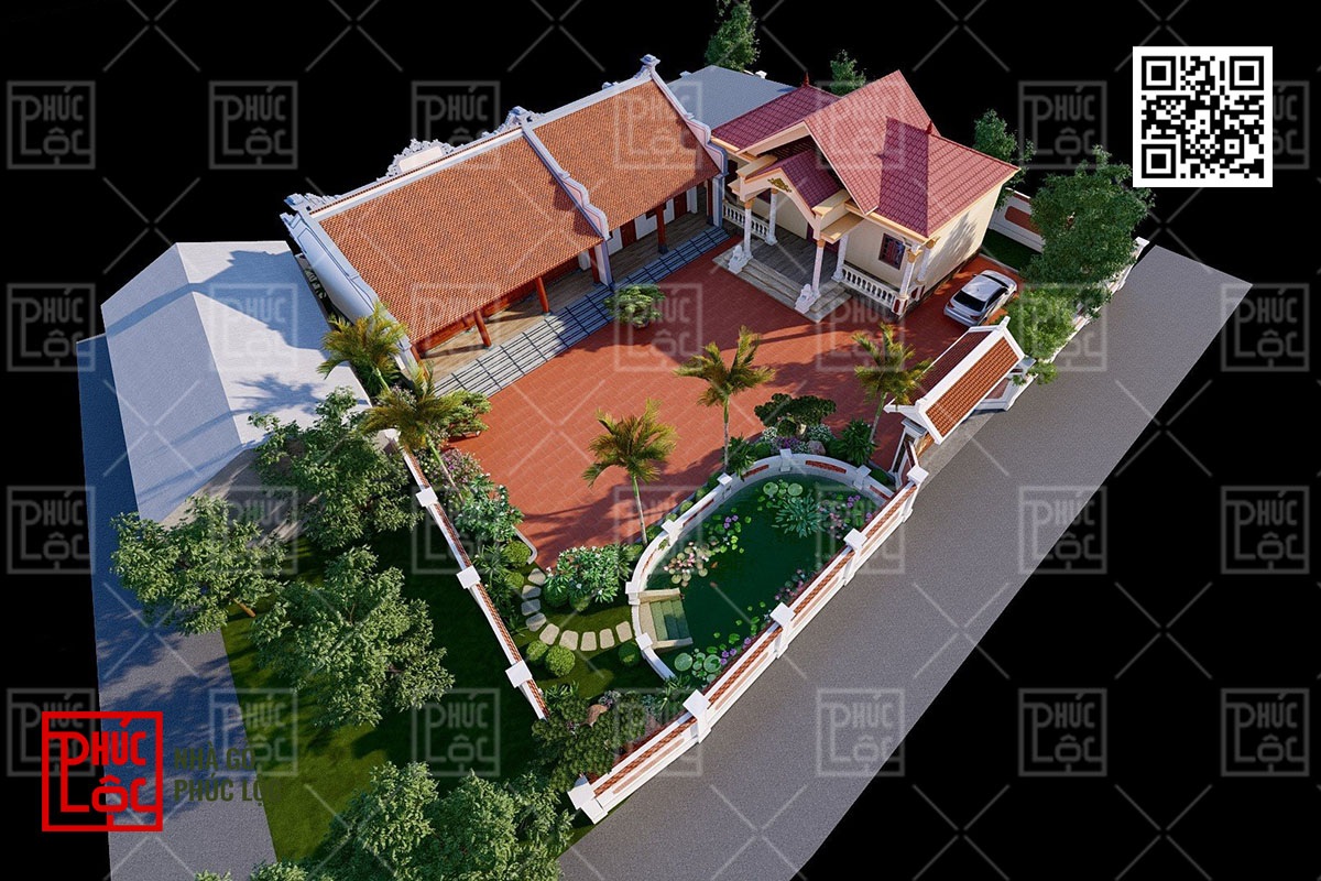 Chọn kiểu nhà gỗ phù hợp với thế đất hình bán nguyệt